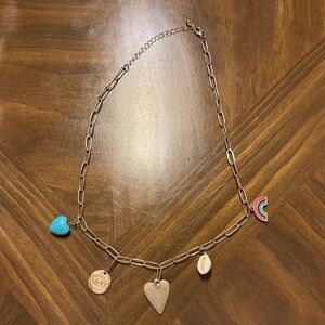Charming Gold Necklace with Colorful Charms
